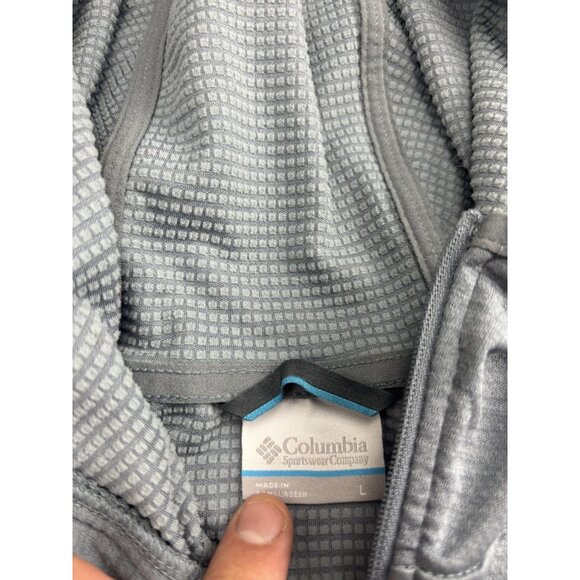 Columbia Jacket Mens Large Gray Hooded Full Zip Waffle Knit Lightweight Outdoor - Picture 2 of 6